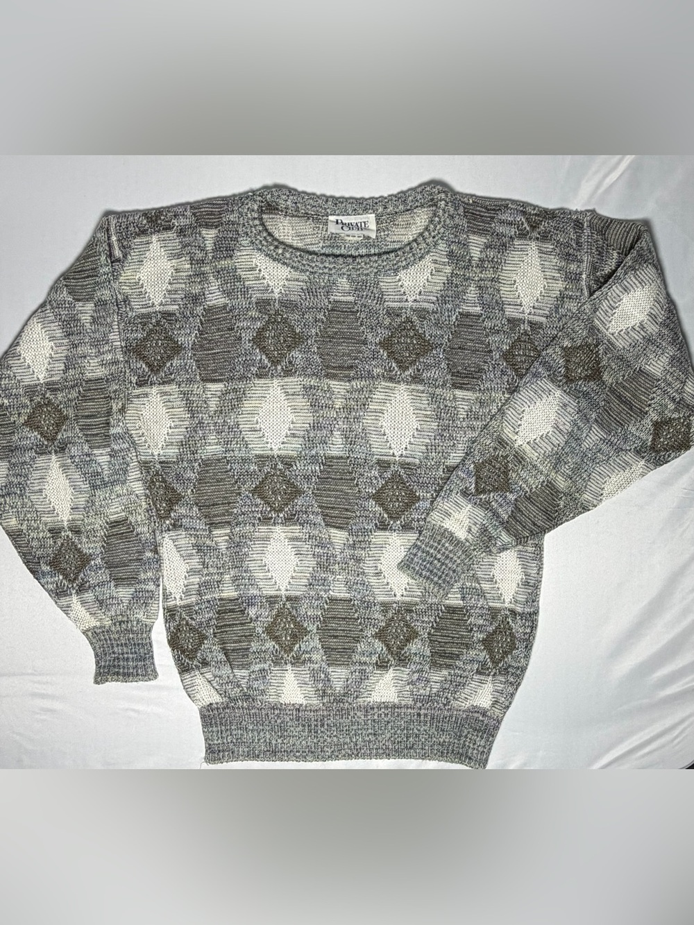 Private Club 1990 Vintage Grandpacore Textured Geometric Knit Sweater Men's Med?